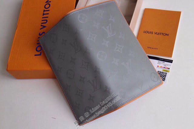 lv錢包 M63236 路易威登Brazza錢夾 Monogram Titanium灰色帆布 lv男士長皮夾  lvqb1307